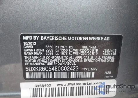 2014 BMW X5 xDrive50I z USA, uszkodzony, nr VIN 5UXKR6C54E0C02423